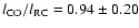 $l_{\rm CO}/l_{\rm RC} = 0.94 \pm 0.20$