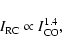 \begin{displaymath}I_{\rm RC} \propto I_{\rm CO}^{1.4},
\end{displaymath}