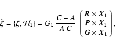 \begin{displaymath}
\dot{\vec{\zeta}} = \{ \vec{\zeta}, \mathcal{H}_1\}
= G_1~...
...{X}_1 \\
\vec{G} \times \vec{X}_1 \\
\end{array}%
\right) ,
\end{displaymath}