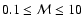 $0.1 \le {\cal M} \le 10$