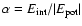 $\alpha = E_{\rm int}/\vert E_{\rm pot}\vert$
