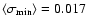 $\langle \sigma_{\rm min} \rangle = 0.017$