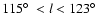 $115\hbox{$^\circ$ }< l < 123\hbox{$^\circ$ }$