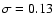 $\sigma=0.13$