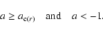 \begin{displaymath}a \geq a_{{\rm c}(r)} \quad {\rm and} \quad a<-1.
\end{displaymath}