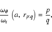 \begin{displaymath}\frac{\omega_\theta}{\omega_{\rm r}}~\left(a,~r_{p:q}\right)=\frac{p}{q},
\end{displaymath}