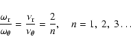 \begin{displaymath}
{\omega_{\rm r} \over \omega_{\theta}} = {\nu_{\rm r} \over \nu_{\theta}} =
{2 \over n}, \quad n =1, ~2, ~3 \dots
\end{displaymath}