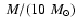 $~M/(10\;M_\odot)$