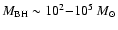 $M_{\rm BH} \sim 10^2{-}10^5~M_{\odot}$