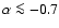 $\alpha \la -0.7$