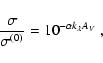 \begin{displaymath}
\frac{\sigma}{\sigma^{(0)}} = 10^{- \alpha k_\lambda A_{\it V}} \; ,
\end{displaymath}