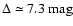 $\Delta
\simeq 7.3 \mbox{ mag}$