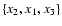 $\{ x_2, x_1, x_3 \}$