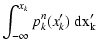$\displaystyle \int_{-\infty}^{x_k} p^n_k(x'_k) ~ \rm dx'_k$