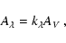 \begin{displaymath}
A_\lambda = k_\lambda A_{\it V} \; ,
\end{displaymath}