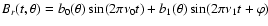 $B_r(t,\theta)=b_0(\theta)\sin(2\pi\nu_0 t)+b_1(\theta)\sin(2\pi\nu_1 t+\varphi)$