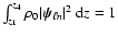 $\int_{z_1}^{z_4} \rho_0 \vert\vec{\psi}_{\ell n}\vert^2\ {\rm d}z = 1$