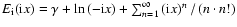 $E_{\rm i}({\rm i}x)=\gamma+\ln \left( -{\rm i}x \right)
+\sum_{{n}=1}^\infty \left( {\rm i}x \right)^{n}/ \left( {n}\cdot {n}!
\right)$