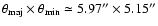 $\theta_{\rm maj}\times\theta_{\min}\simeq 5.97''\times 5.15''$
