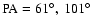 ${\rm PA}=61^{\circ},~101^{\circ}$