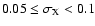 $0.05 \leq \sigma _{\rm X} < 0.1$