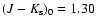 $(J-K_{\rm s})_0=1.30$
