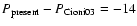 $P_{{\rm present}}-P_{{\rm Cioni03}}=-14$