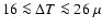 $16\la\Delta T\la26~\mu$