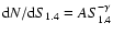 ${\rm d}N/{\rm d}S_{1.4} = A
S_{1.4}^{-\gamma}$
