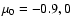 $\mu_0=-0.9, 0$