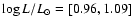 $\log L/L_{\odot}=[0.96,1.09]$