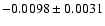 $-0.0098\pm0.0031$