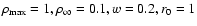 $\rho_{\rm max}=1, \rho_\infty=0.1, w=0.2, r_0=1$
