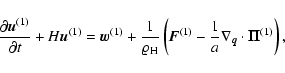 \begin{displaymath}%
\frac{\partial {{\vec{u}}}^{(1)}}{\partial t} + H {\vec{u}}...
... \frac{1}{a} \nabla_{\vec{q}}\cdot {\vec{\Pi}}^{(1)} \right),
\end{displaymath}