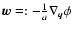 ${\vec{w}}= :-\frac{1}{a}\nabla_{\vec{q}}\phi$