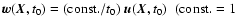 ${\vec{w}}({\vec{X}},t_{0}) =
({\rm const.}/t_{0}) ~ {\vec{u}}({\vec{X}},t_{0}) \;\;({\rm const}. = 1$