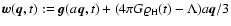 ${\vec{w}}({\vec{q}}, t) := {\vec{g}}(a{\vec{q}}, t) + (4 \pi G \varrho_{\rm H}(t) -
\Lambda) a {\vec{q}}/3$