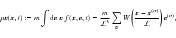 \begin{displaymath}%
\rho \bar{\vec{v}}({\vec{x}}, t) := m \int {\rm d}{\vec{v}}...
...{\vec{x}}^{(\alpha)}}{{\cal L}} \right) {\vec{v}}^{(\alpha)},
\end{displaymath}