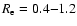 $R_{\rm e} = 0.4{-}1.2$