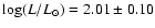 $\log(L/L_{\odot})=2.01\pm0.10$