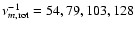 $\nu_{m,{\rm rot}}^{-1}=54,79,103,128$