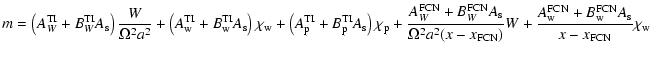 $\displaystyle m = \left(A_{W}^{\rm TI}+B_{W}^{\rm TI} A_{\rm s}\right) \frac{W}...
...c{A_{\rm w}^{\rm FCN}+B_{\rm w}^{\rm FCN} A_{\rm s}}{x-x_{\rm FCN}}\chi_{\rm w}$