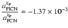 $\displaystyle \frac{a^{\chi_{\rm p}}_{\rm FICN}}{a^{\chi_{\rm p}}_{\rm FCN}} = -1.37\times 10^{-3}$