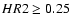 $HR2 \geq 0.25$