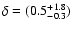 $\delta =(0.5_{-0.3}^{+1.8})$
