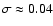 $\sigma \approx 0.04$