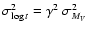 $\sigma^2_{\log t} = \gamma^2~\sigma^2_{M_V}$