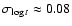 $\sigma_{\log t} \approx 0.08$