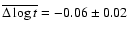$\overline{\Delta\log
t}=-0.06\pm0.02$