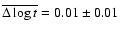 $\overline{\Delta\log t}=0.01\pm0.01$